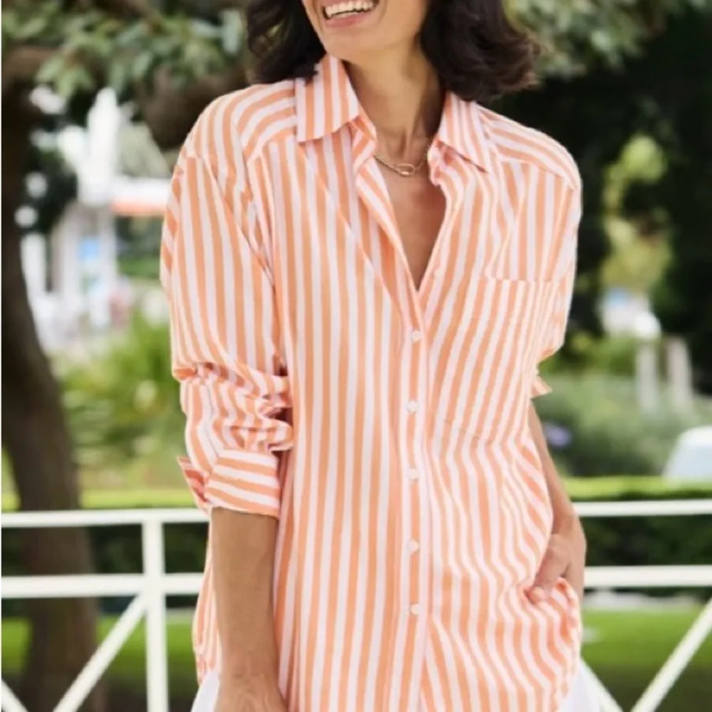 MAYE 100% Cotton Striped Button Down Shirt Business Casual Sz XL - Picture 2 of 12